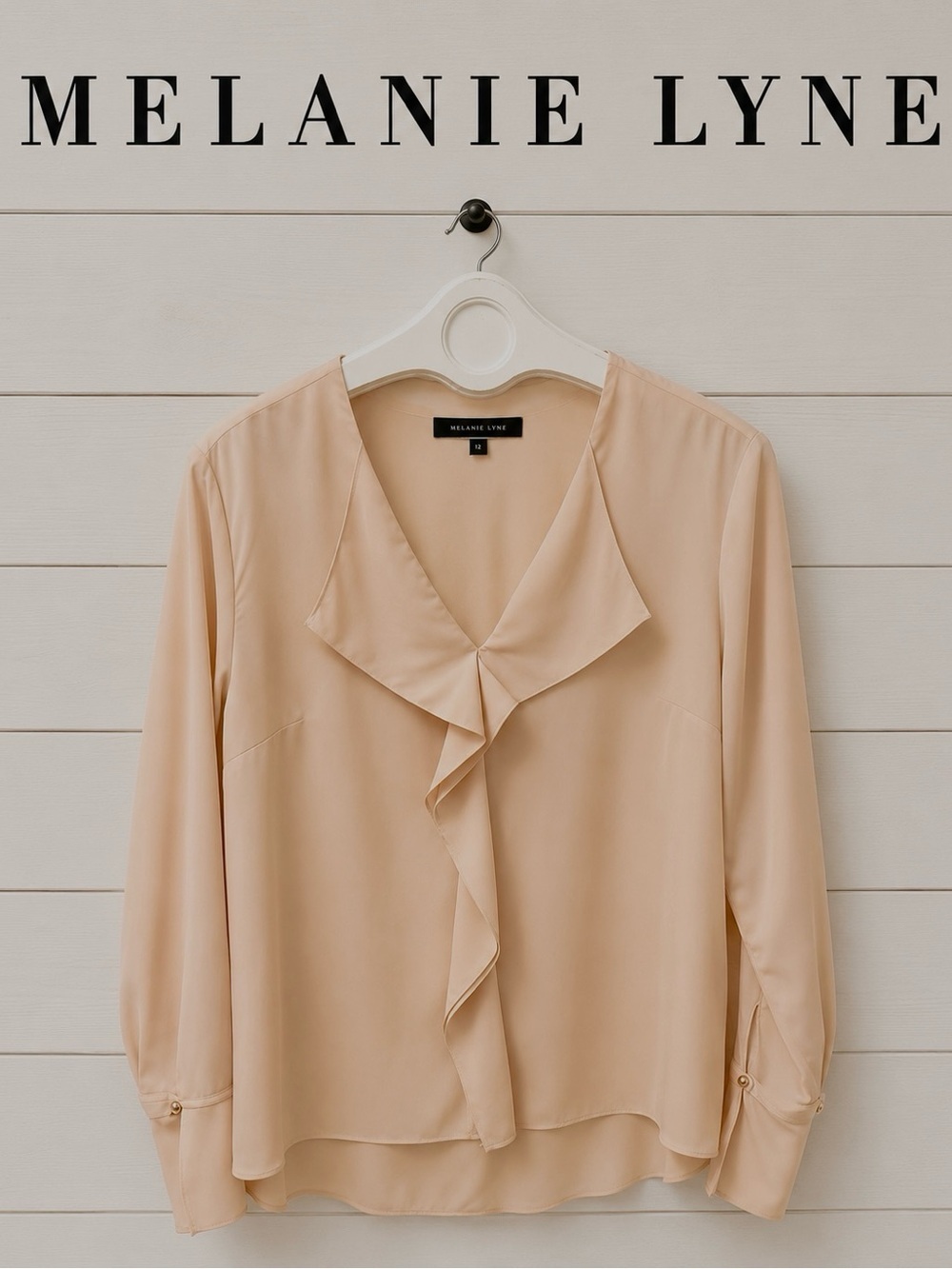 MELANIE LYNE Pale Salmon Ruffle Blouse – Size 12